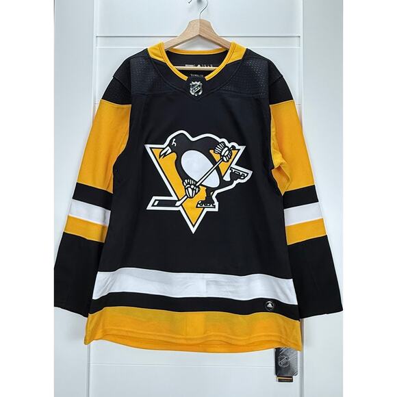 Adidas‎ NHL Pittsburgh Penguins Authentic Hockey Home Jersey Size 46 Black NWT - Picture 1 of 10